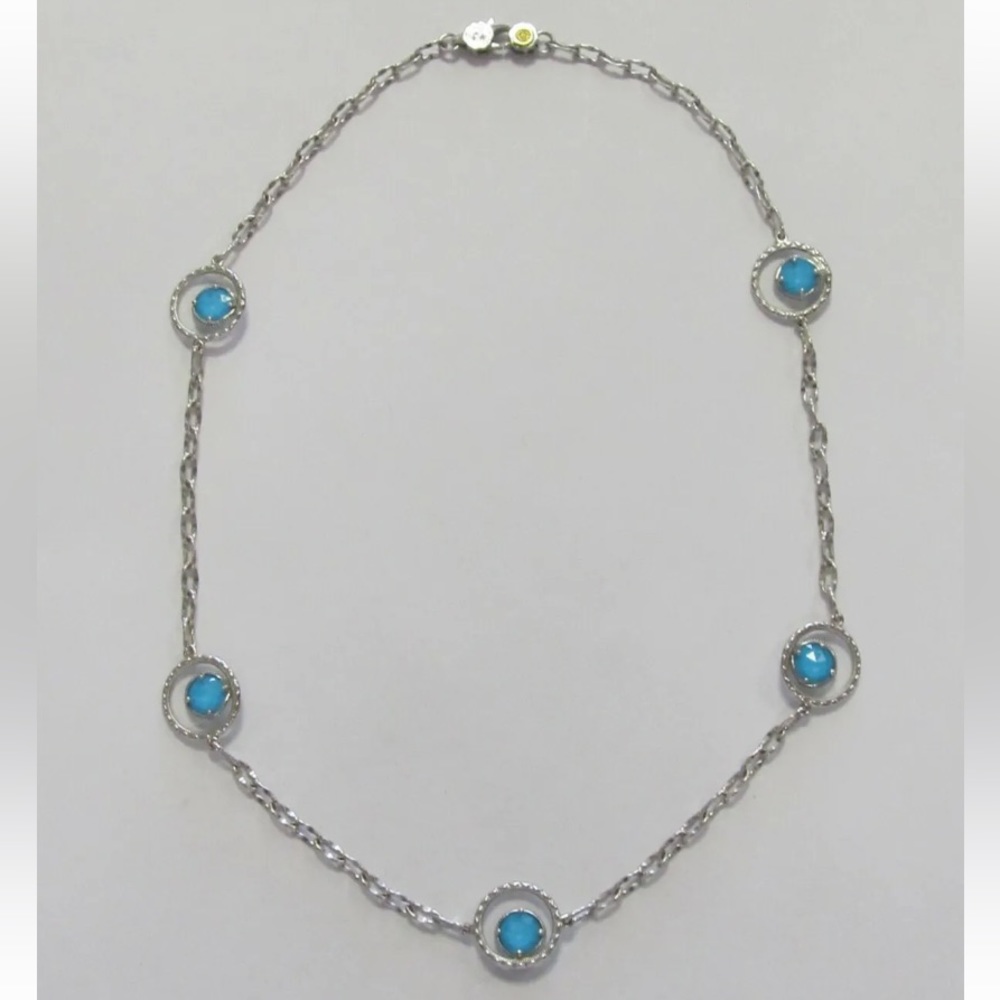 Tacori blooms Neo turquoise 5 stations 925 rare necklace.